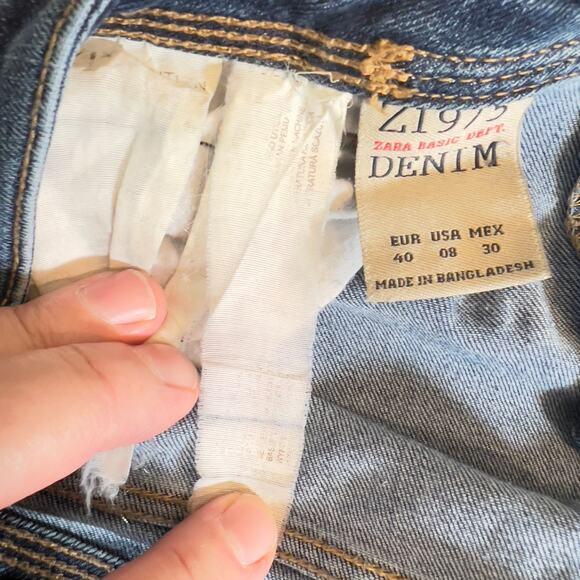 Zara Basic Denim Department Mid Rise Skinny Jeans Woman 8 32W Zipper Cuffs Z1975 - Picture 14 of 16